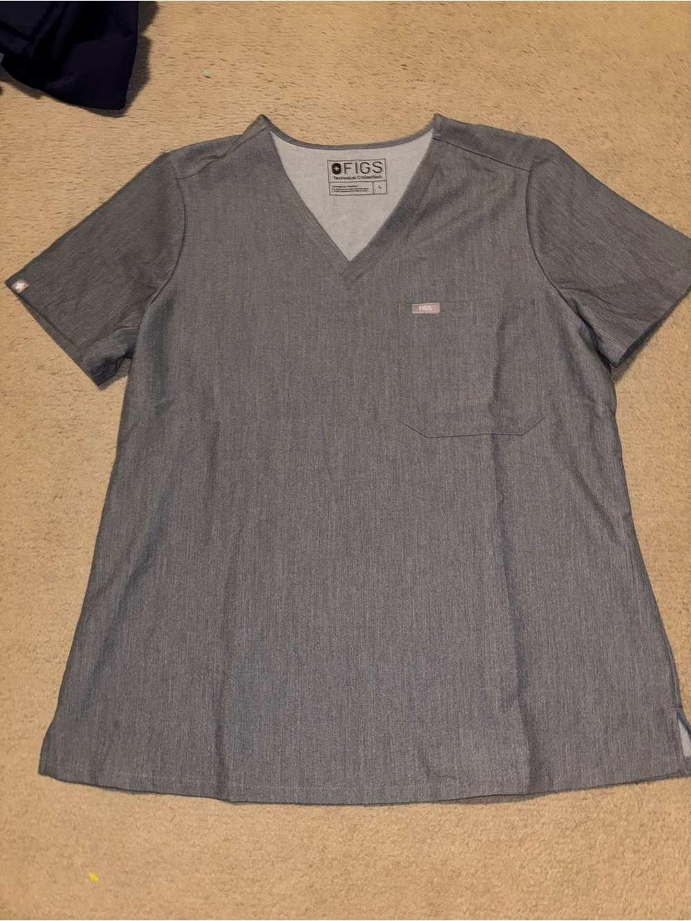 FIGS Women's Heathered Gray V-Neck Scrub Top